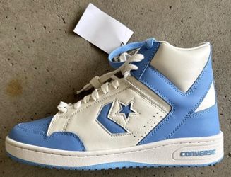 Converse Weapon Mid, Leather High Basketball Shoes Lt. Blue /White A10597c Men's 11 US