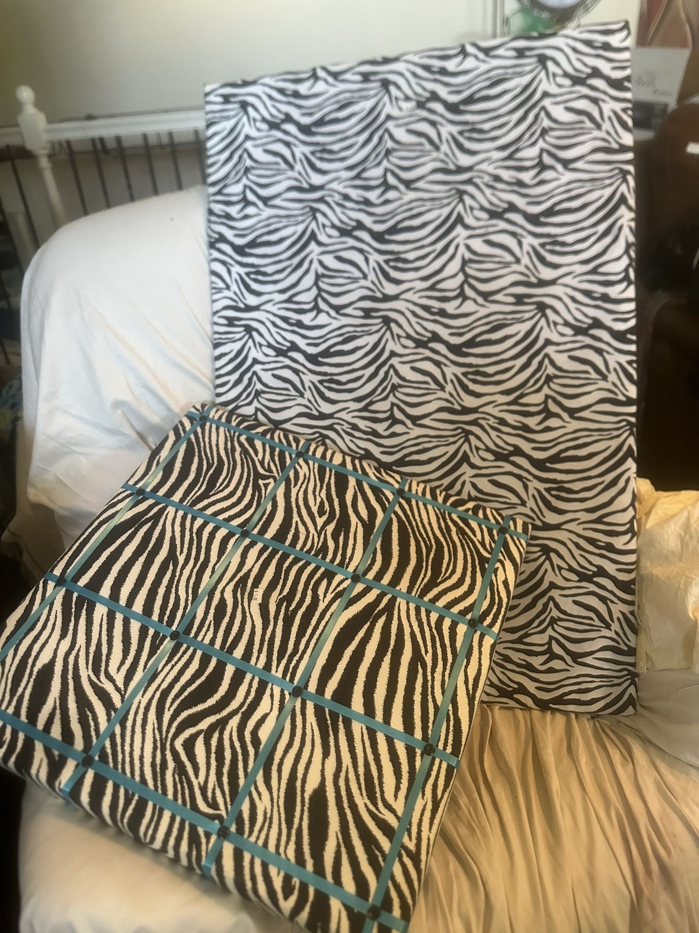 Zebra Print Fabric Covered Cork Poster Board (2)