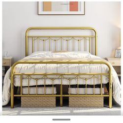 Yaheetech Twin Size Metal Bed Frames with Vintage Headboard