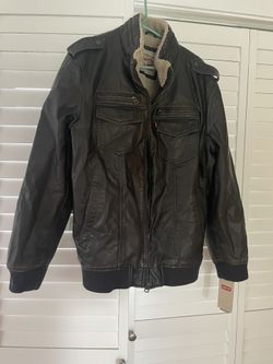 New! Levi’s Leather Bomber Jacket BROWN XL