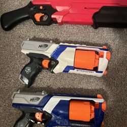The product is a Hasbro Nerf N Strike Elite Strongarm Dart and a Nerf Rival Takedown toy gun. Recommended for ages 6-12