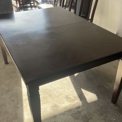 Used Espresso Dinning Room Table With Extender Plus 6 Chairs 