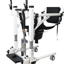 NEW EliteEdge Patient Lift Transfer Chair Hydraulic Lift 180° Split Seat  Portable Bathroom Wheelchair Freely Adjustable Height, Bedside Commode Chair