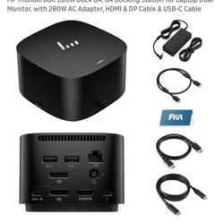 HP Thunderbolt Dock 280W G4 with Combo Cable and Dockztorm Hub, Thunderbolt 4, 5 USB, HDMI, Used
