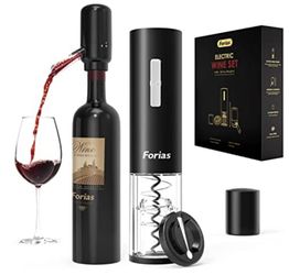 Wine Opener, Rechargeable Automatic Wine Bottle Opener Set with Wine Opener,Electric Wine Aerator Pourer,Vacuum Wine Stopper and Foil Cutter 4-in-1 Wi
