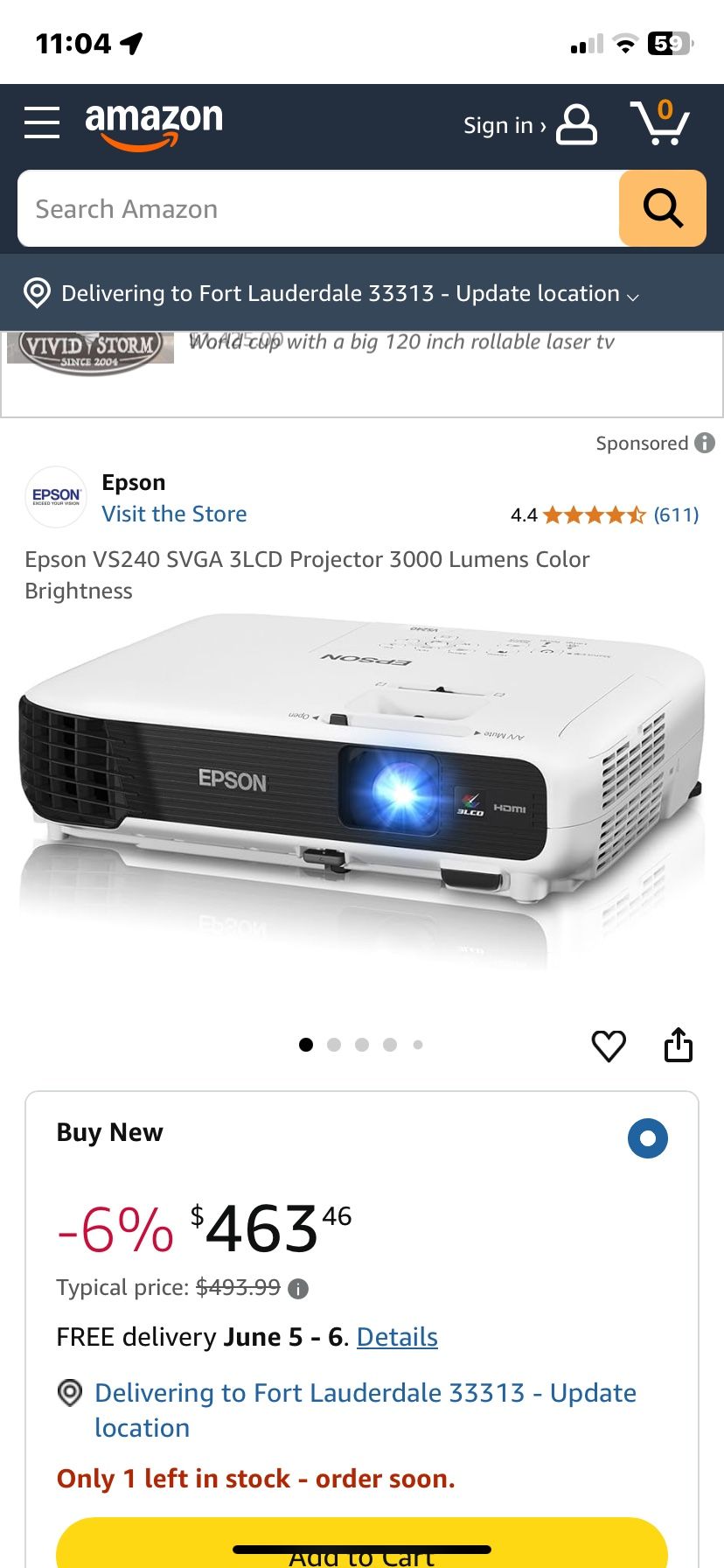 LIKE NEW EPSON PROJECTOR VS240