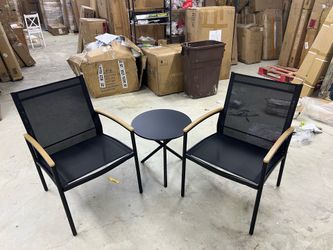 3 Pieces Patio Bistro Sets, Outdoor Textilene Fabric Conversation Bistro Set, Textilene Fabric Front Porch Chairs Small Patio Furniture Set with Table