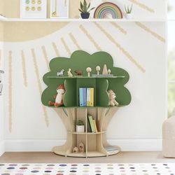 NEW IN THE BOX **Tree Shaped Bookcase in Green and Brown – Perfect for Children’s Rooms!** NEW IN BOX