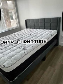 New queen bed frame with mattress