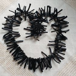 Vintage Natural Black Coral Branch Bead Strand 