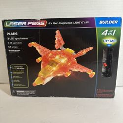 Laser Pegs, 64 Pc LED Light Brick Builder | 4-In-1 Plane Kit