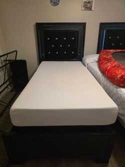 Twin Bed Frames with LED Headboards & Mattress (Can sell separate)