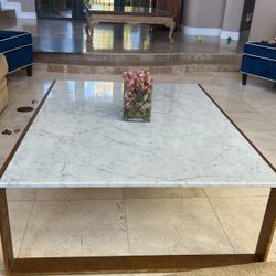 Large marble and  Gold with black spec framed Rectangle coffee table
