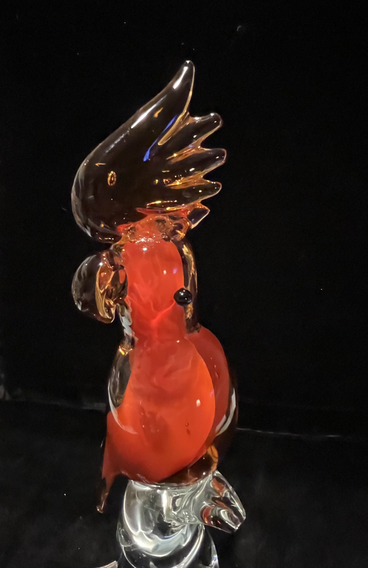 Murano  Glass Red Parrot Vintage 
