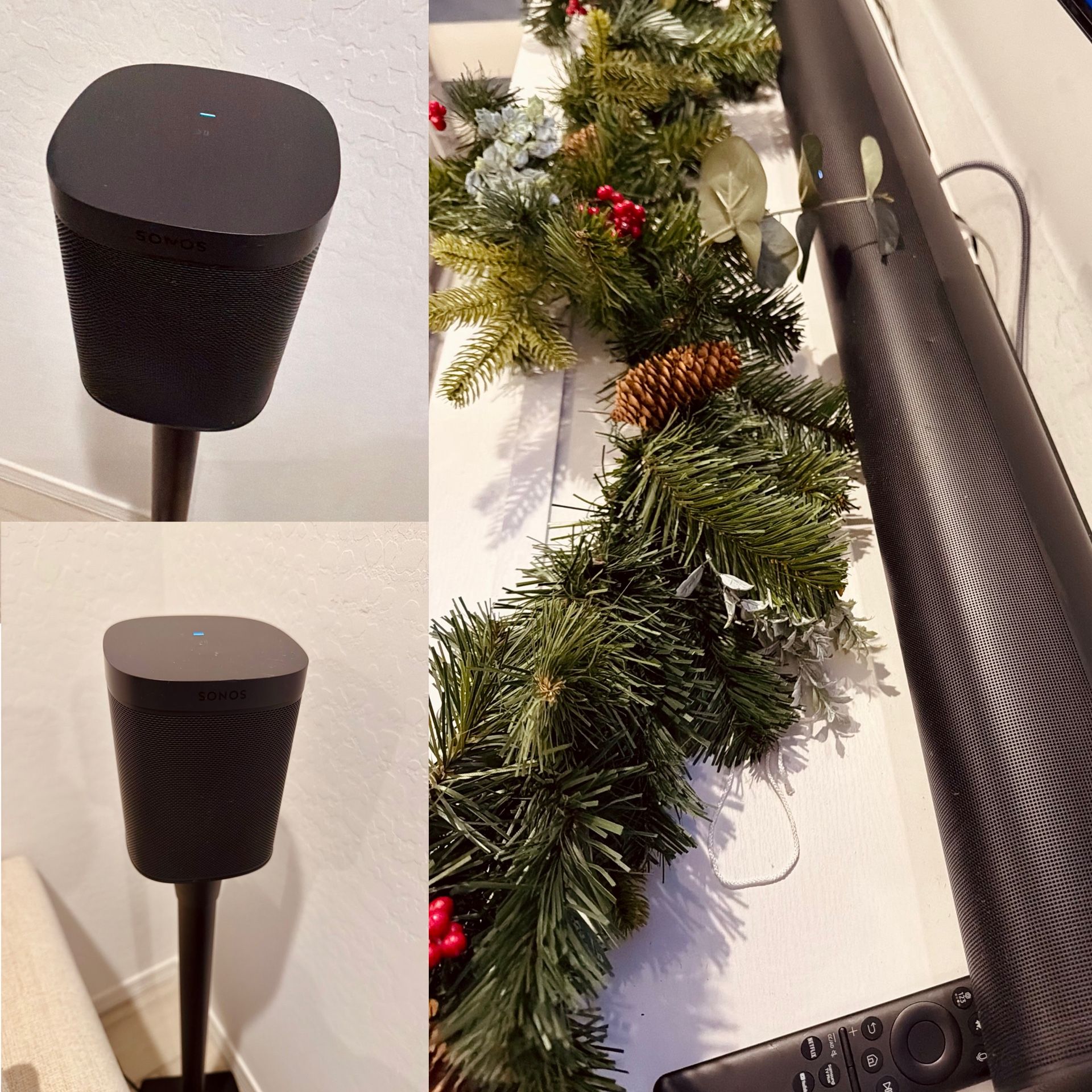 Sonos Arc SL + Two One SLs + Sanus Stands – $800 OBO
