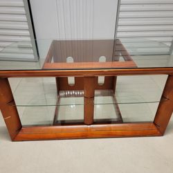 Wooden Glass Entertainment Center 