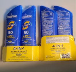 4  bottles of Coppertone SPORT Sunscreen SPF 50 Lotion, Water Resistant Sunscreen, Broad Spectrum SPF 50
