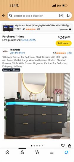NEED GONE - 9 Drawer Dresser with LED Lights