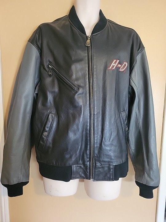 Harley Davidson Bomber Leather Jacket Size Large