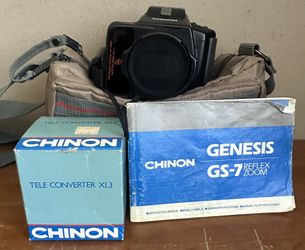 Chinon Genesis GS-7 Reflex Zoom 35mm Film Autofocus SLR Camera w/Case Manual BLK