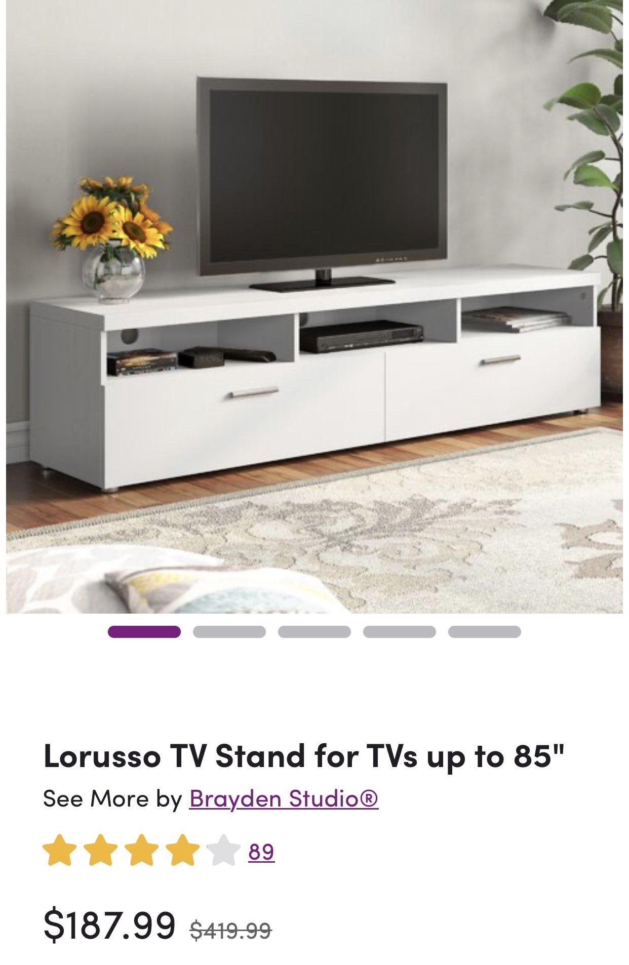 White TV stand , up to 85”