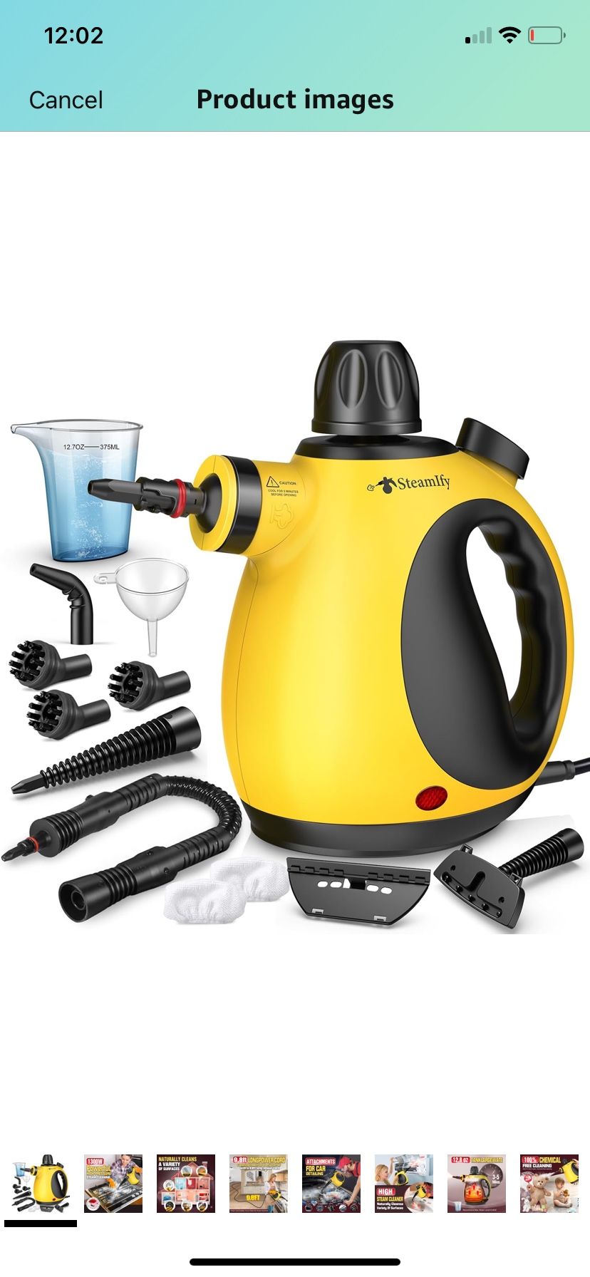 Pressurized Handheld Steam Cleaner for Home, Multi-Surface Steamer with 12 Accessories, 12.8oz Natural Steamer for Cleaning Car, Bathroom, Shower, Uph