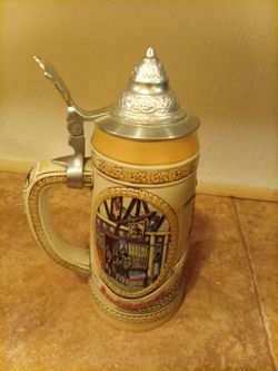 Vintage 1985 Budweiser Lidded Beer Stein - Tavern Tradition ("J" Series)