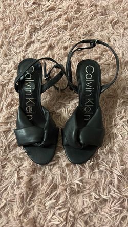 Calvin Klein Black Leather Heeled Sandals