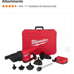 M12 12-Volt Lithium-Ion Cordless Drain Cleaning Airsnake Air Gun Kit with (1) 2.0Ah Battery, Toilet Attachments