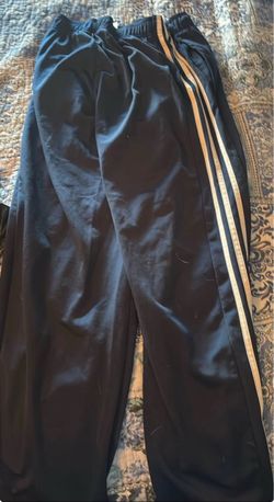 Black Track Pants with Side Stripes Mens Medium