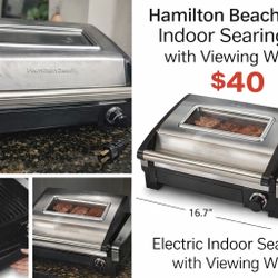 Hamilton Beach Electric Indoor Searing Grill with Viewing Window $40 