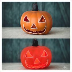 Vintage Style Blow Mold Light-Up Jack-O'-Lantern Pumpkin Halloween Decoration