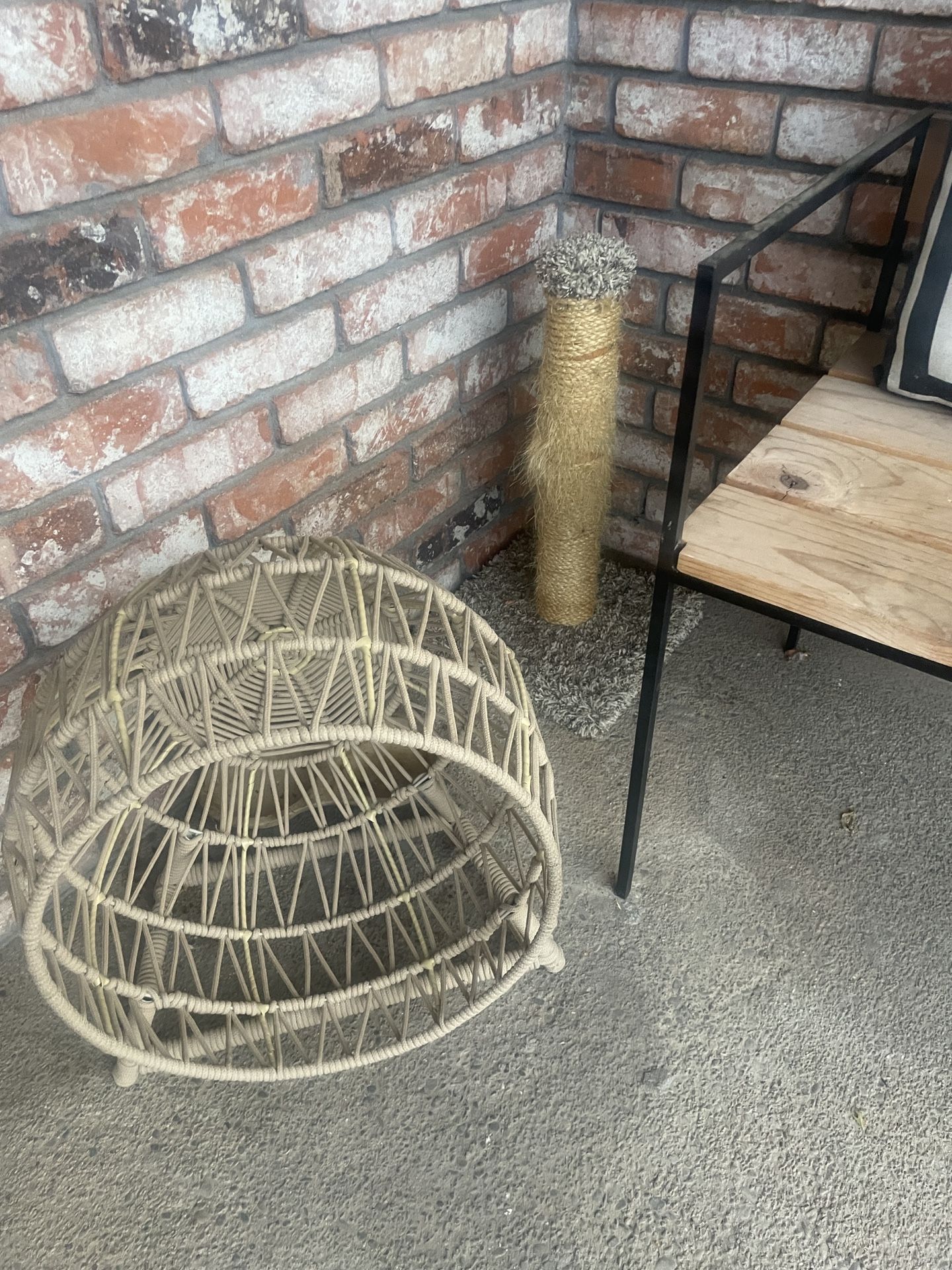 Cat Scratcher And Wicker Pet Bed Only