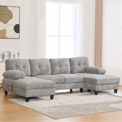 Florence 104" U-Shaped Sectional Sofa with Dual Storage Chaise