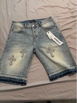 Purple jeans shorts