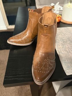 Brown Studded Western Booties