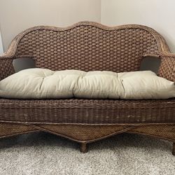 Wicker Bench With Cushion