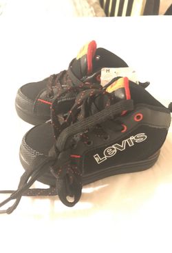 Levi’s boy shoes size 7 toddler black , red and white