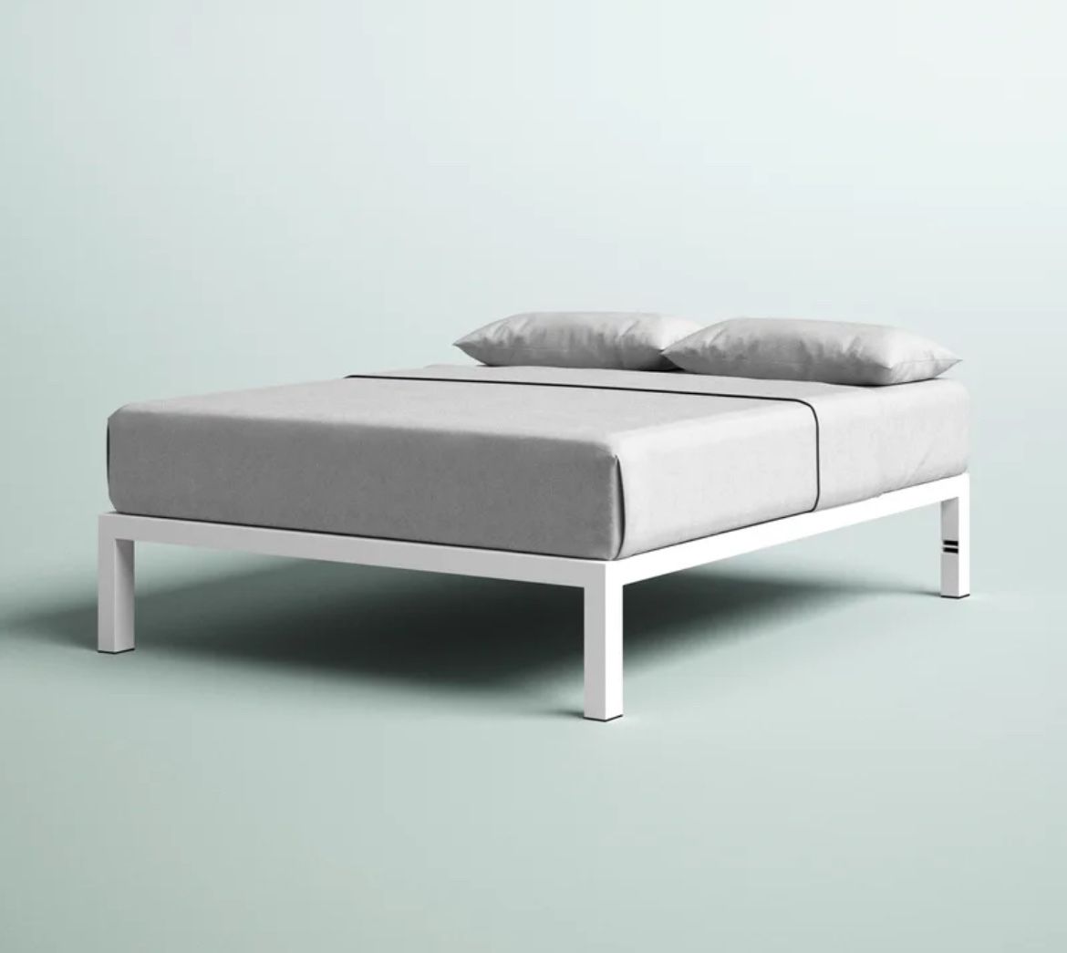 White steel bed frame 