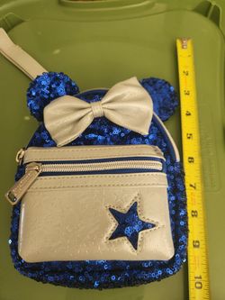 2020 Disney Wish Come True Blue Loungefly Mini Wristlet Stars Make A Wish