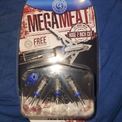 New in Package G5 Megameat 100gr 2-inch Expandable Broadheads (3 Pack + Practice Tip)