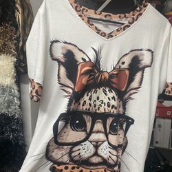 Cheetah  Print, Bunny Shirt, Large