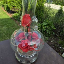 Rotating Floral Red Rose Arrangement With Music