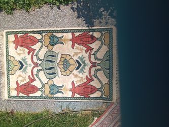 Antique Rare Persian Oriental Art Nouveau Hand Made Carpet Rug Prayer Rug Wall Hanging Wool Good Condition