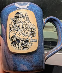 SIGNED 2018 (Deneen Pottery) - Beer Wolf "Send It" Prototype Mug~7 oz~ONE OF A KIND....not to mention signed by the stylish and artistically gifted Ad