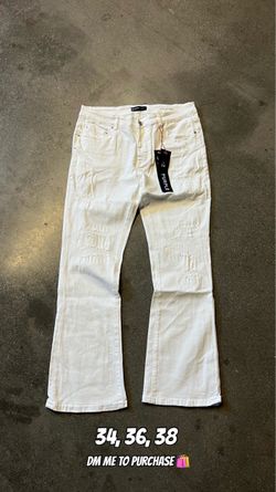 white purple jeans