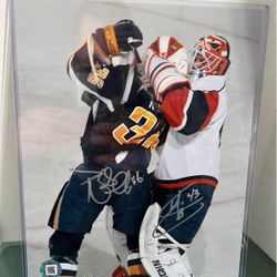 Patrick Kaleta & Martin Biron Autographed Buffalo Sabres Photo 