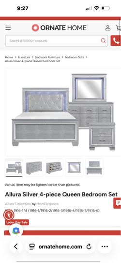 Allura Silver 4-piece Queen Bedroom Set