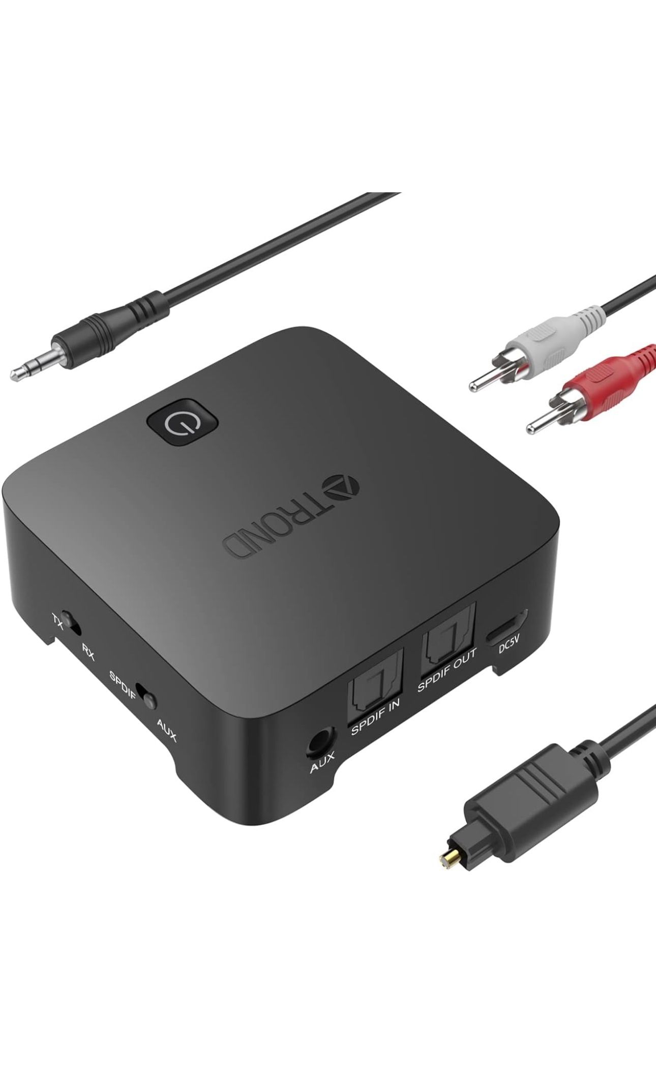 Bluetooth Transmitter Receiver, TROND Bluetooth Adapter for TV/PC, Wireless Bluetooth Transmitter for Speakers and Home Stereo, AptX Low Latency for B