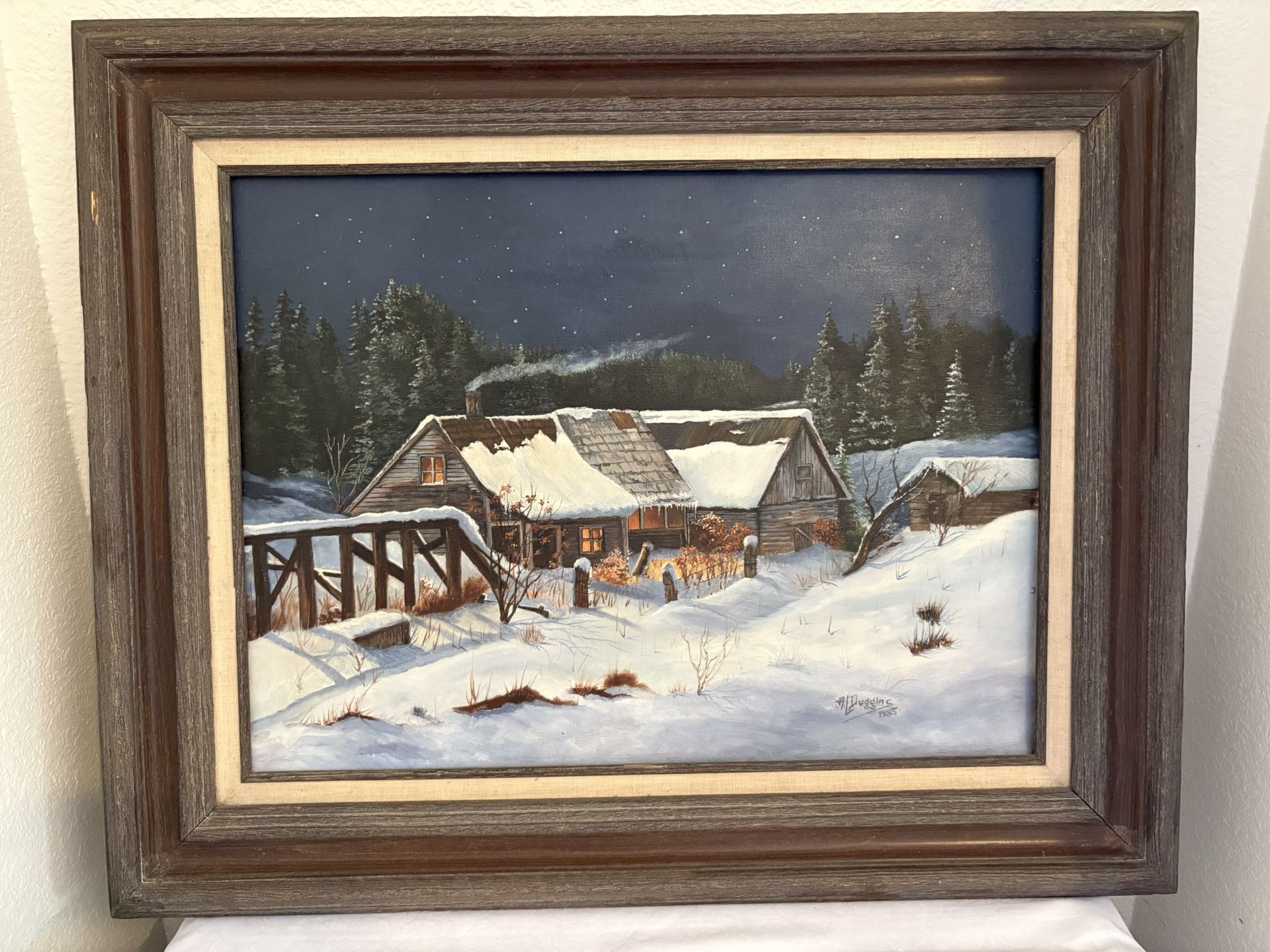 Oil Painting. Beautiful Winter scene.